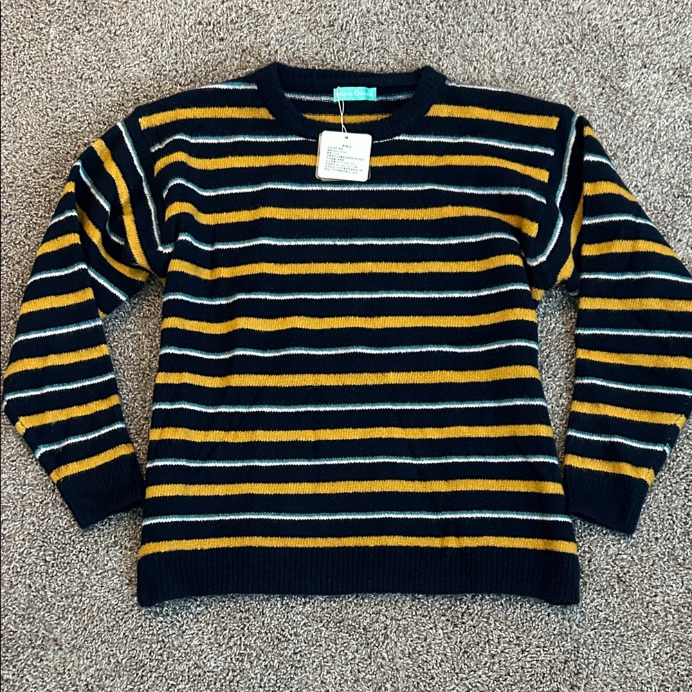 Striped Black and Gold Knit Sweater NWT